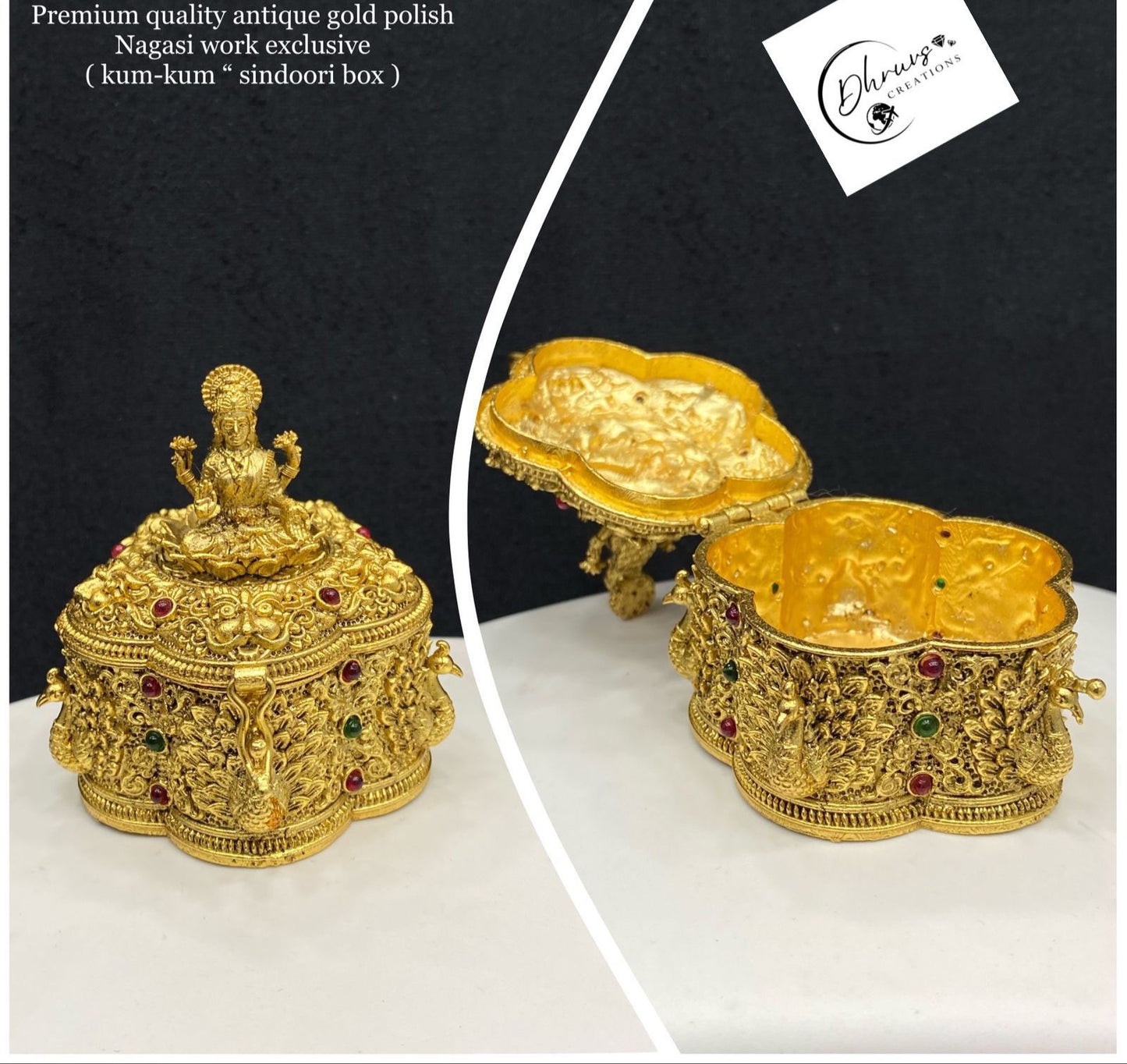 Saraswati Peacock Kumkum Box DC-0004